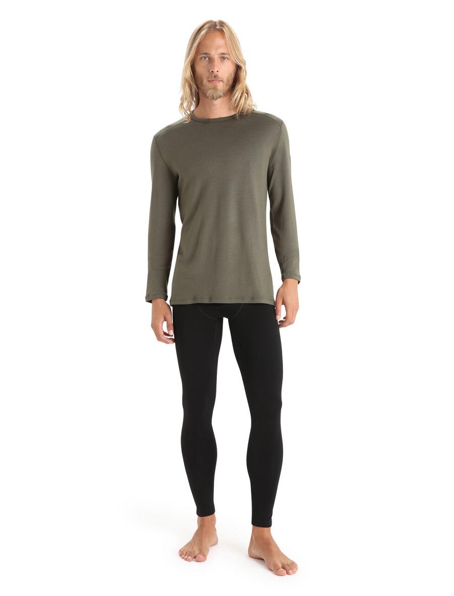 Men's Icebreaker 15.5 Merino Thermal Leggings Base Layers Black | CA 1593OKIR